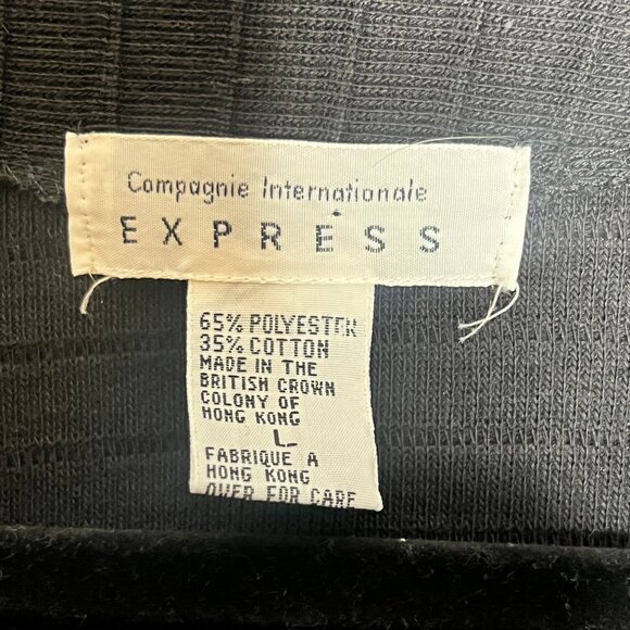 Express Campagnie Internationale Vintage 90 Black Button Cardigan Retro Blazer L - Picture 6 of 6